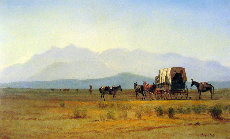 Albert Bierstadt Oil Painting Surveyors Wagon in the Rockies